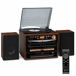 Auna auna 388-DAB + Stereo systém 20W Max. Vinyl CD Kazeta BT FM/DAB + USB Černá