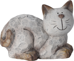 Ležící kočka, šedá keramika