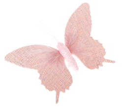 Motýl 16 cm, růžová látka