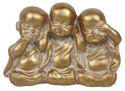 Tři Buddhové 13 cm, zlatá
