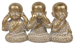 Tři Buddhové 16 cm, zlatá